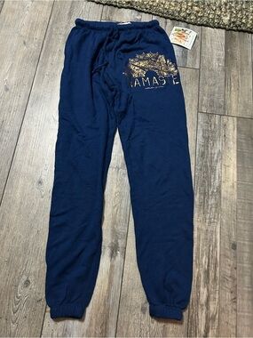 Spiritual Gangster Navy Fave Sweatpants Namaste Sun Gold Logo